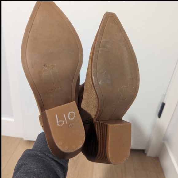 Dolce Vita Leather Ankle Boot Pointed Toe Suede, Camel Tan - Picture 4 of 6